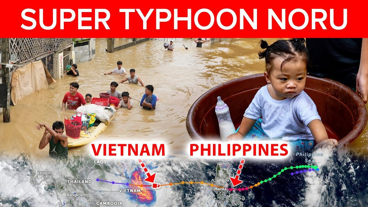 Philippines in the eye of Super Typhoon Noru! Wind → 150 mph