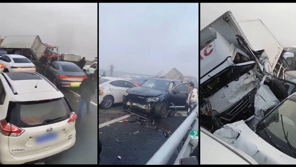 Fog in China, traffic accident fog China, fog Shandong