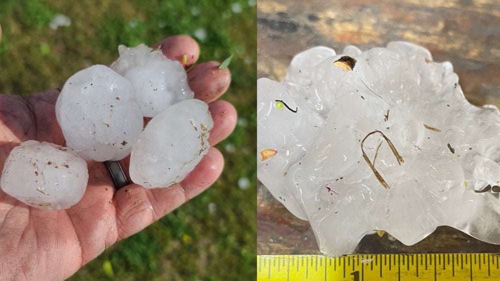 Hail in the USA, storm in the USA, huge hailstones in in Texas
