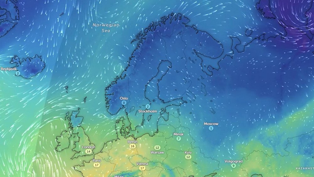 chladno v Evropě, ochlazení ve Skandinávii, chladný rekord v Norsku, chladný rekord ve Finsku