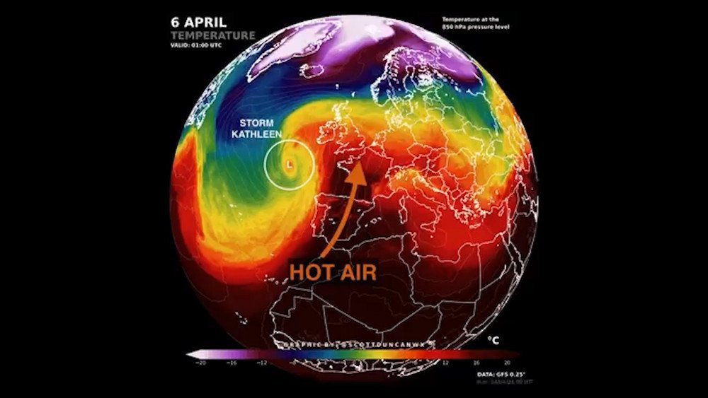 Storm Kathleen, heat in Europe