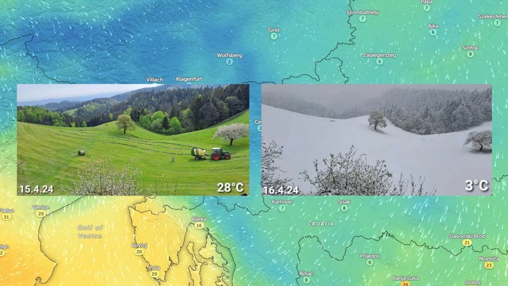 zahlađenje u Evropi, nagli pad temperature u Evropi, zahlađenje u Sloveniji