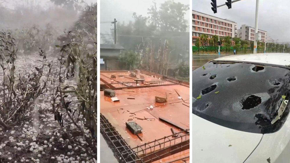 hail in China, giant hail in Guangdong, huge hail in Guangzhou