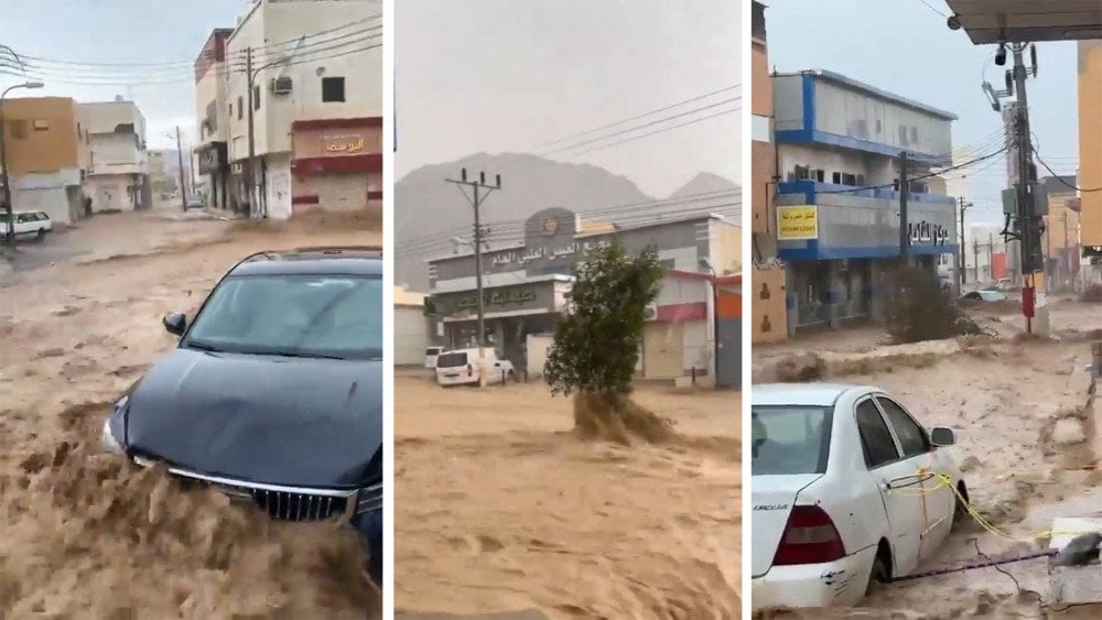 Záplavy Saudská Arábia, záplavy v púšti, Saudská Arábia dažde dnes