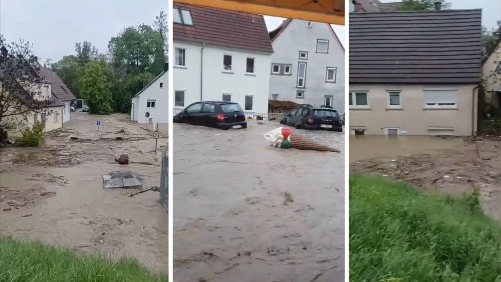 tormenta en Alemania, inundación en Alemania, aeropuerto de Frankfurt