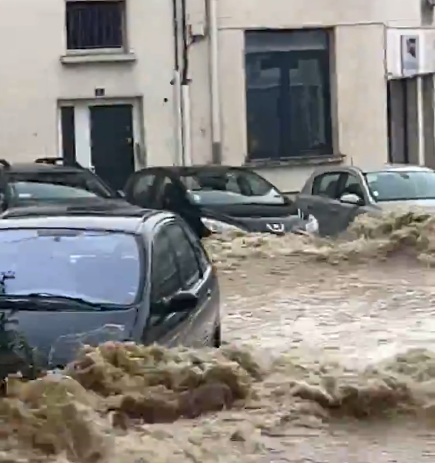 Flood in France, abnormal rains in Dijon, storm in France