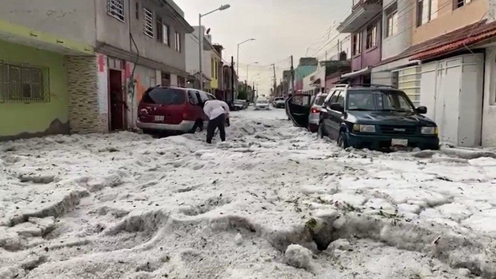 Grindină în Mexic, furtună în Mexic, grindină puternică în Puebla