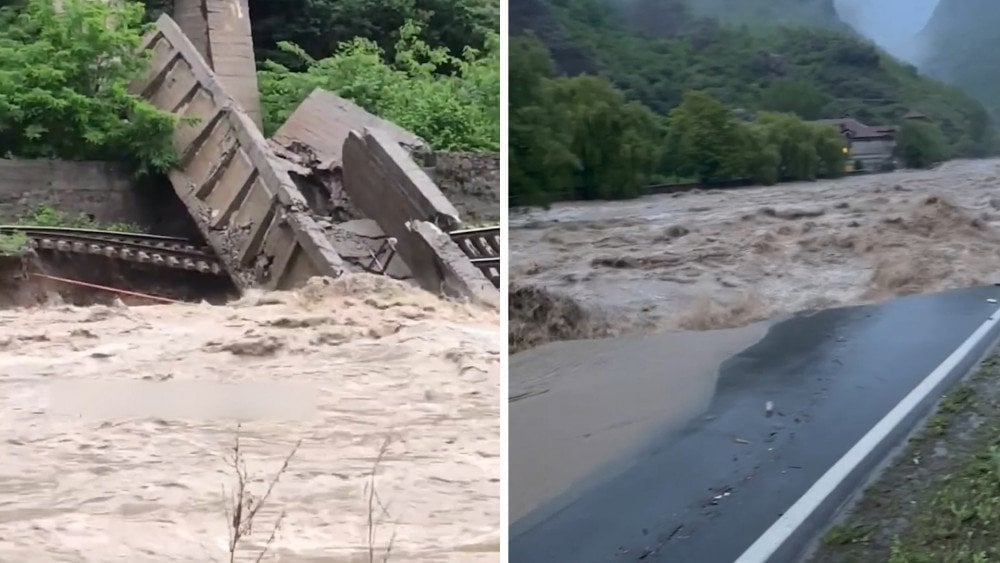 Armenia-Georgia highway destroyed, flood in Armenia, flood in Armenia destroyed bridges