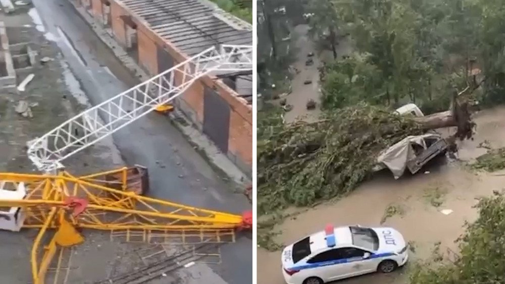 uraganas Karačiajų-Čerkesijoje, bokštinis kranas Čerkeske, uraganas Čerkeske