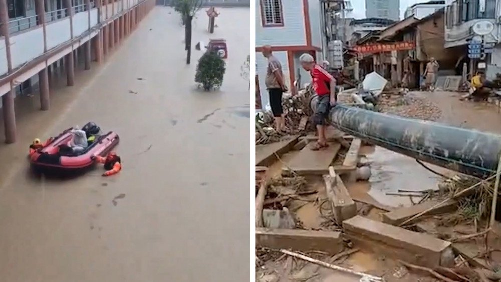 záplavy Čína, anomálne dažde Čína, obete v Číne, Guangdong lejaky