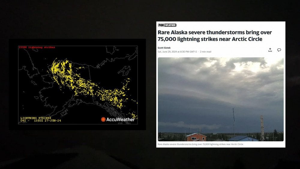 lightning in Alaska, fires in Alaska, thunderstorms in Alaska, hail in Alaska, thunderstorms in the USA, lightning in the USA