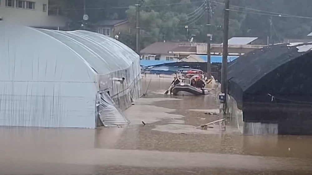 žmonių evakuacija, potvynis Korėjoje, žmonių evakuacija Pietų Korėjoje