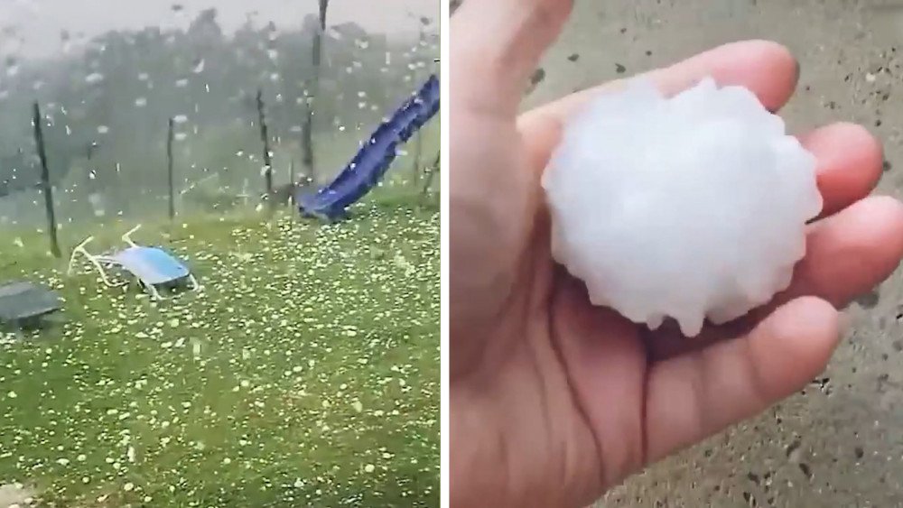 Granizo na Eslovénia, tempestade na Eslovénia, Eslovénia atingida por enormes pedras de granizo