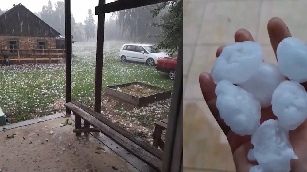 Storm in Belarus, hail in Belarus, large hail in Belarus, storm in Brest region, hail in Brest region