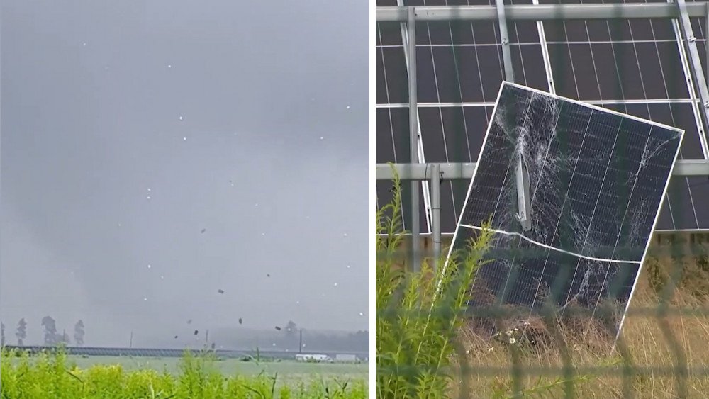 Tornado in Latvia, tornado damaged solar panels in Latvia, storm in Latvia