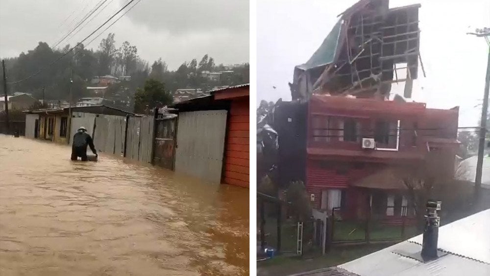 oversvømmelse i Chile, storm i Santiago, stærk vind i Chile, storm i Chile, kraftig regn i Chile, oversvømmelse i Santiago, oversvømmelse i Bio-Bio