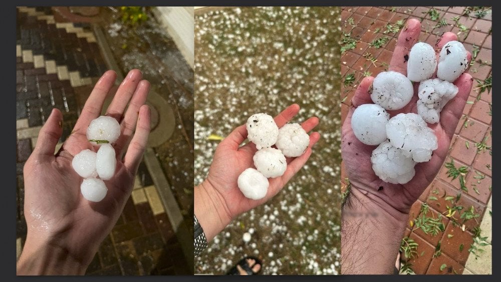 Granizo de grande dimensão em Israel, carros danificados pelo granizo Israel