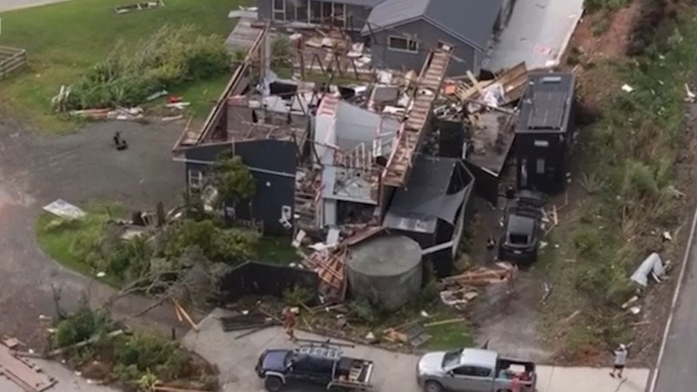 Tornado en Nueva Zelanda, tornado destruyó una casa en Nueva Zelanda