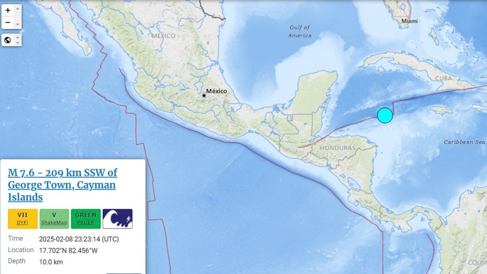 Séisme aux îles Caïmans, séisme en mer des Caraïbes.