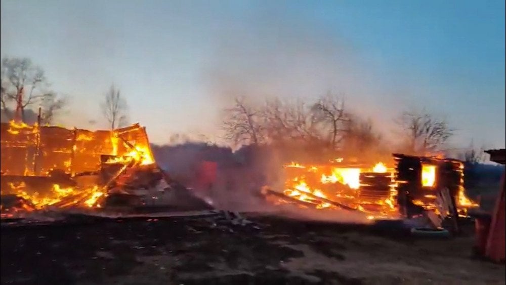 Wildfire in Russia, forest fire in Khakassia, aftermath of the hurricane in Russia