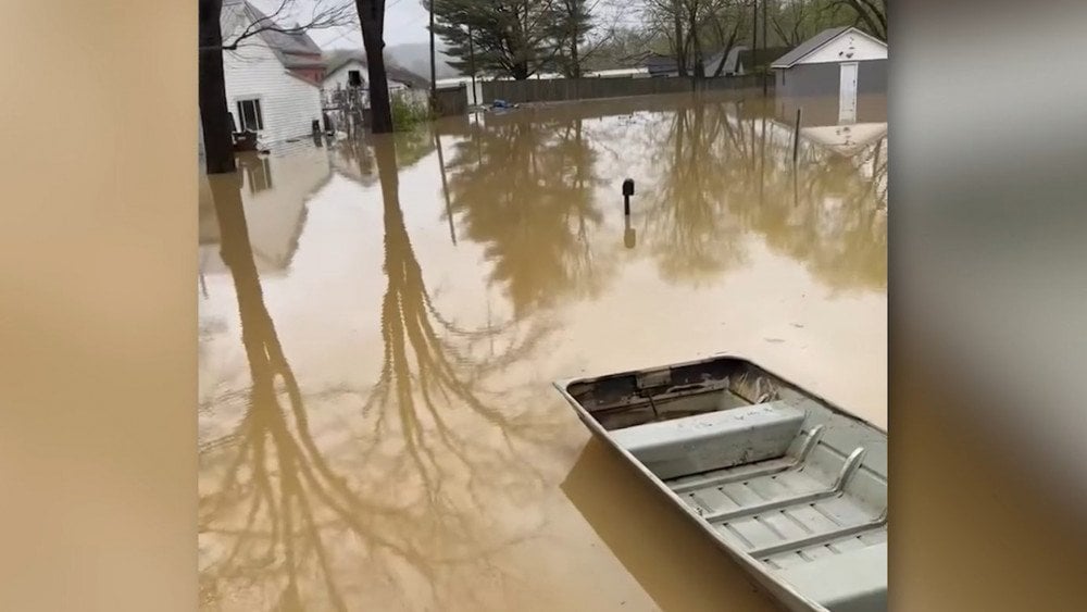 Flood in the USA, flooded streets in Kentucky USA, heavy rains in the USA