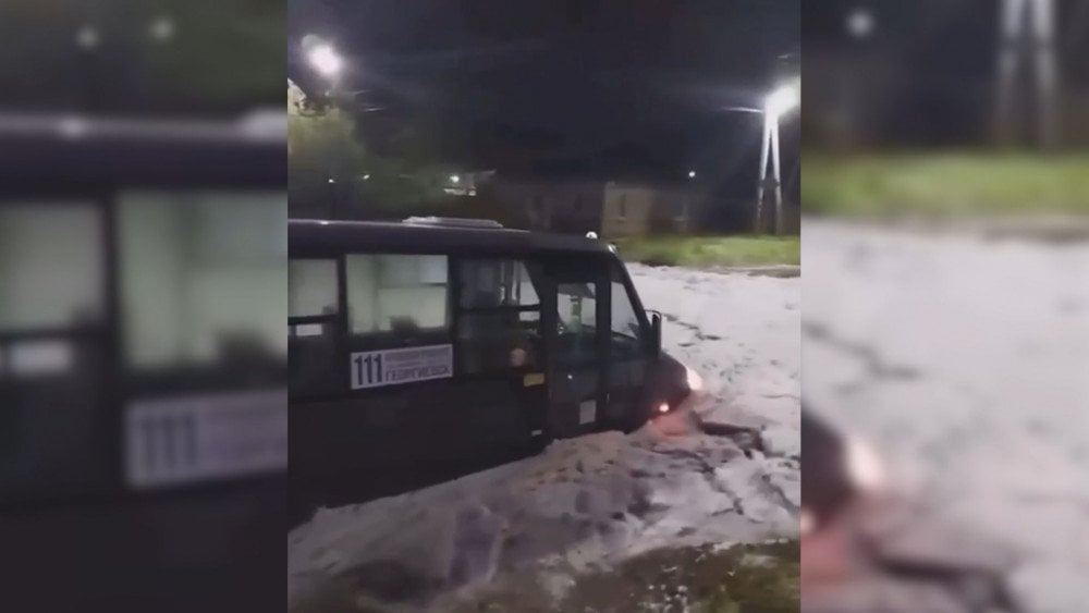 Storm in Russia, hail in Russia, flooded streets in Russia