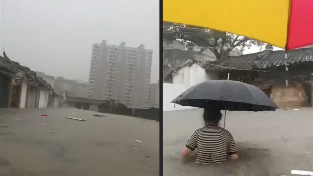 Flood in China, downpour in China, heavy rain in China