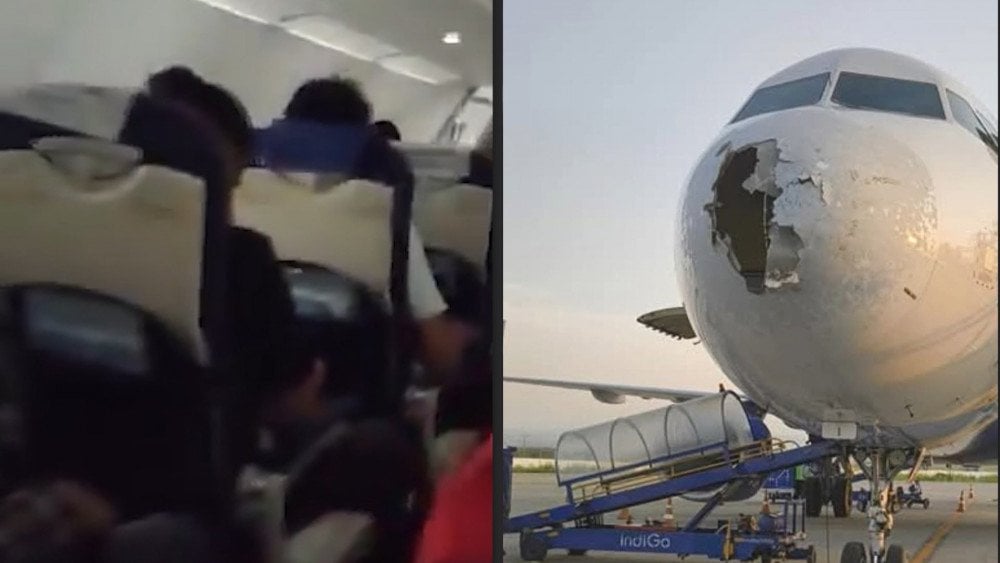 Hail damaged aircraft in India, storm in India, plane hit by severe turbulence in India