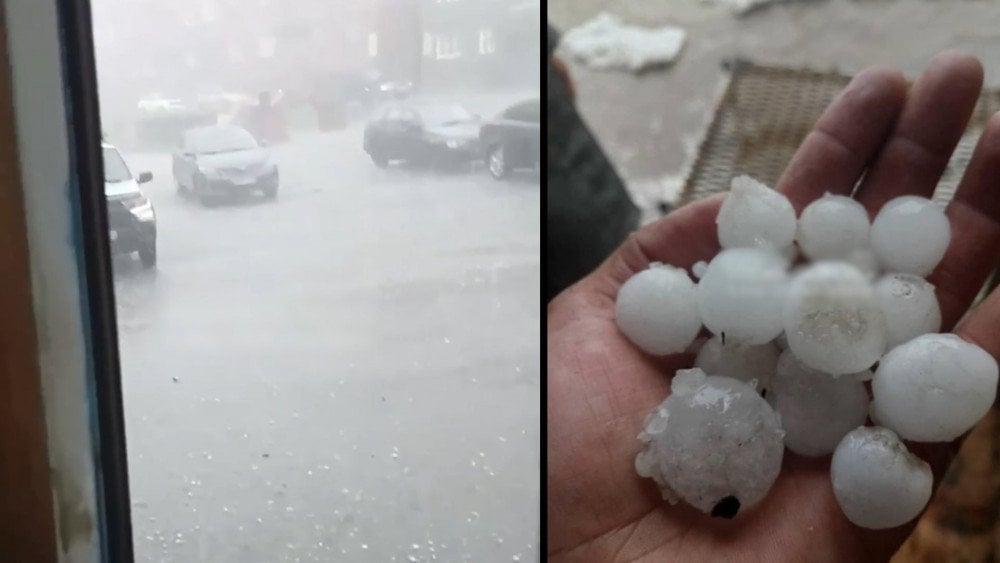 Hail in Russia, hailstorm in Russia, storm in Krasnoyarsk krai
