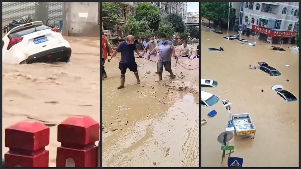 Flood in China, heavy rains in China, downpours in China