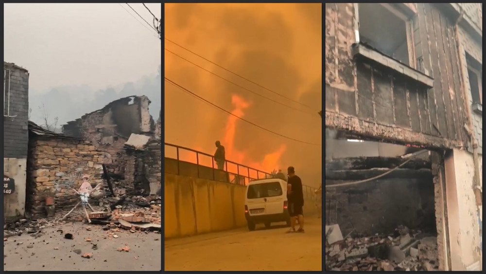 Lesní požár ve Španělsku, požár zničil domy ve Španělsku, přírodní požár ve Španělsku