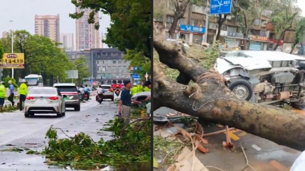 Тайфун Матмо в Китае, разрушения после тайфуна Матмо, сильный ветер в Китае