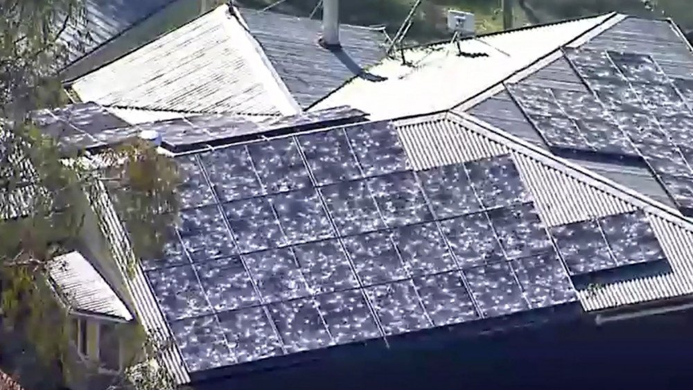 Hail in Australia, hail damaged solar panels in Australia