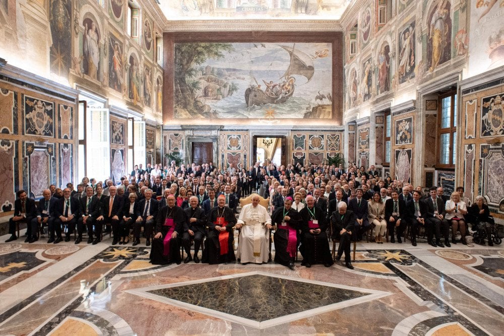 Pope Francis with participants of the conference. Photo credit:  Vatican Media