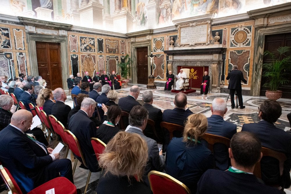 Pope Francis with participants of the conference. Photo credit:  Vatican Media